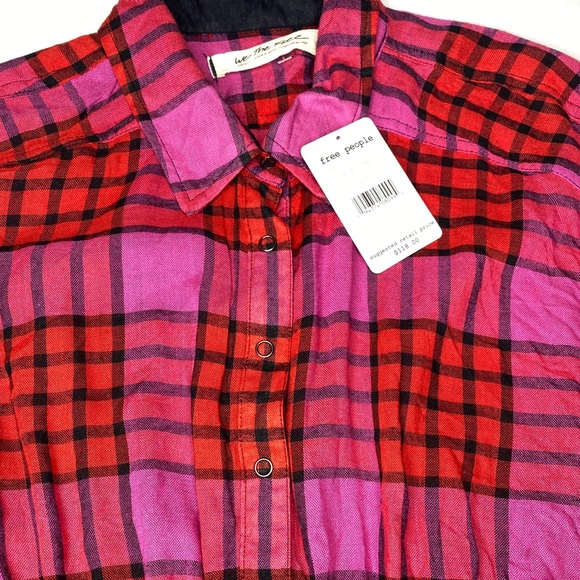FREE PEOPLE Plaid Shirt Multicolor SIZE S NWT - Picture 5 of 8